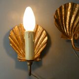 Pair of golden metal shell sconces