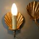 Pair of golden metal shell sconces