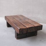 Brutalist Wooden 'Sleeper' Mid-Century Dutch Coffee Table