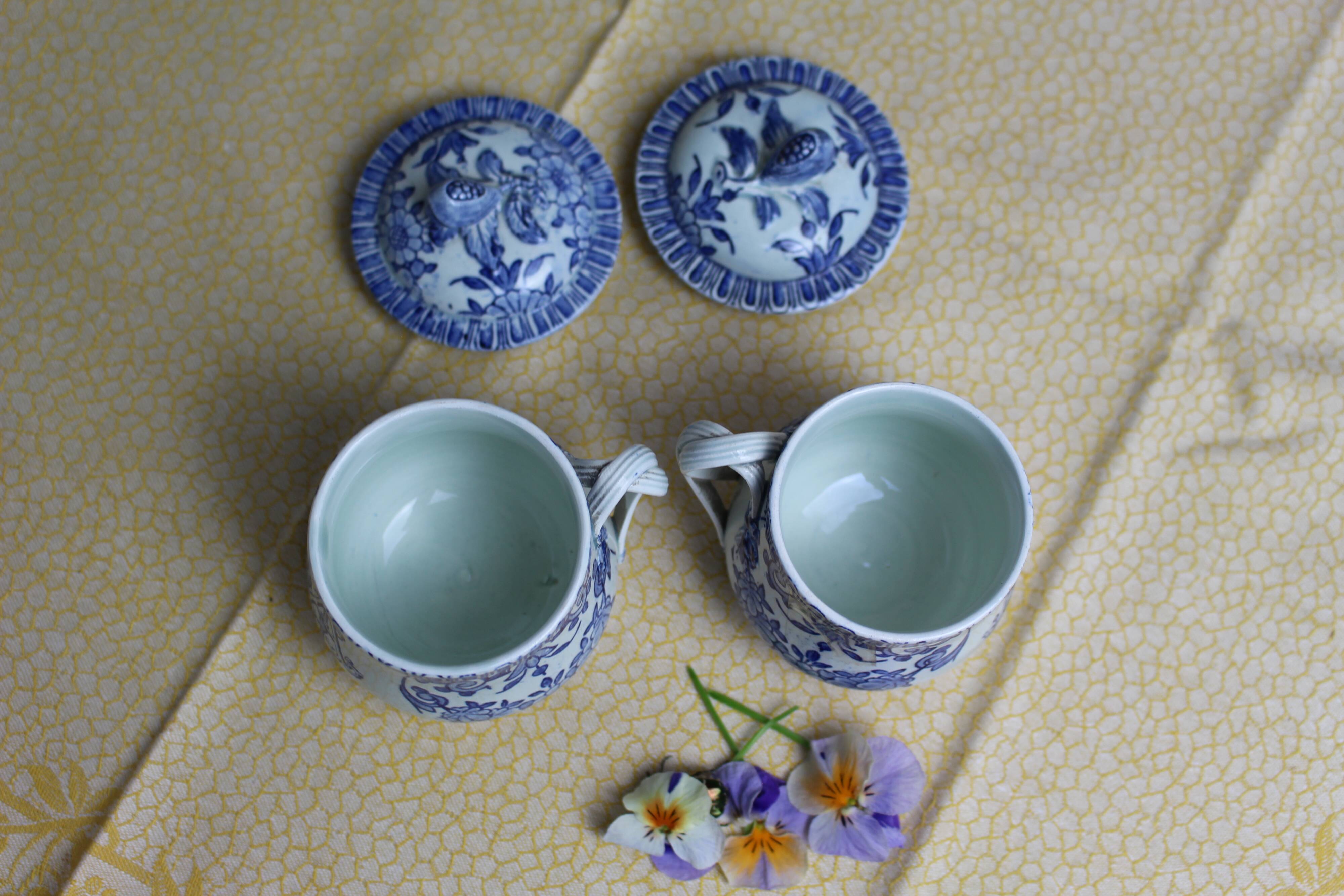 2 monogrammed "Gien" condiment jars