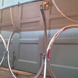 Vintage dining table glass and chrome 1970