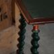 Vintage Scandinavian Stool Painted in Dark Green and Dark Red Wood, Folk Style, 1940s