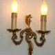 Stylish Vintage French Bronze Double Wall Sconce with Acanthus Leaf Detail