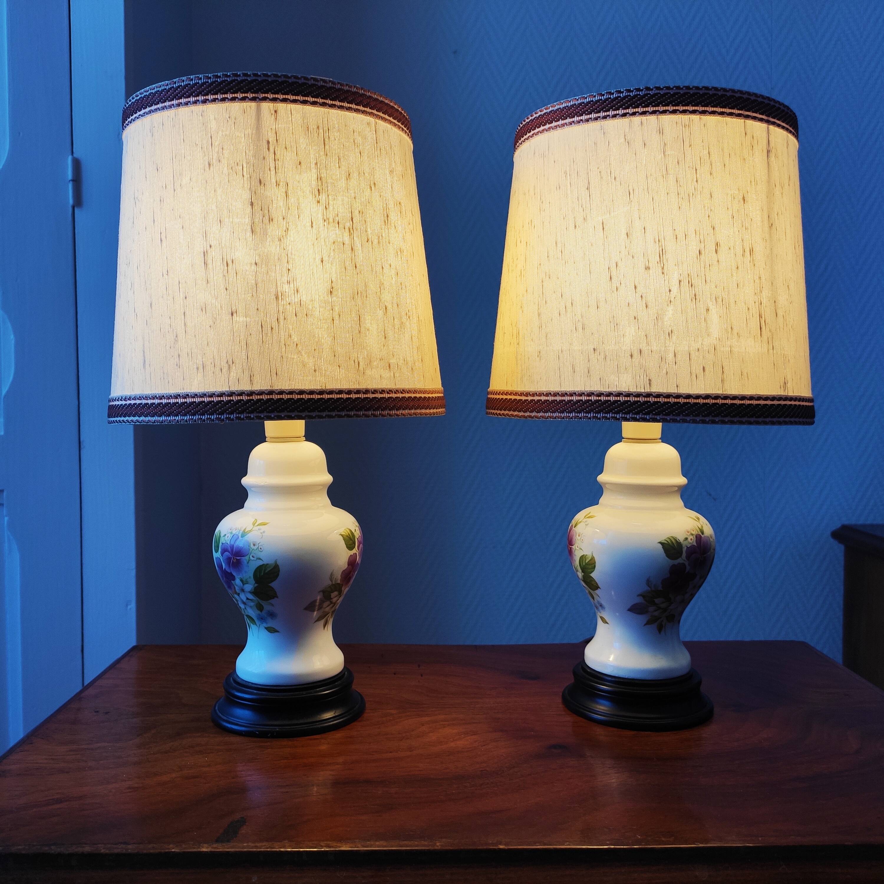 Pair of vintage ceramic bedside lamps
