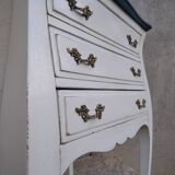 Louis XV three-drawer chest of drawers with white and blue patina