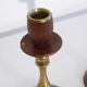 Pair of Danish candle holders in brass and rosewood 1960