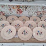 Set of 12 flat plates 30s earthenware K&G Lunéville model Denise