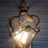 Bronze lantern Louis XV style in working order, curved glasses