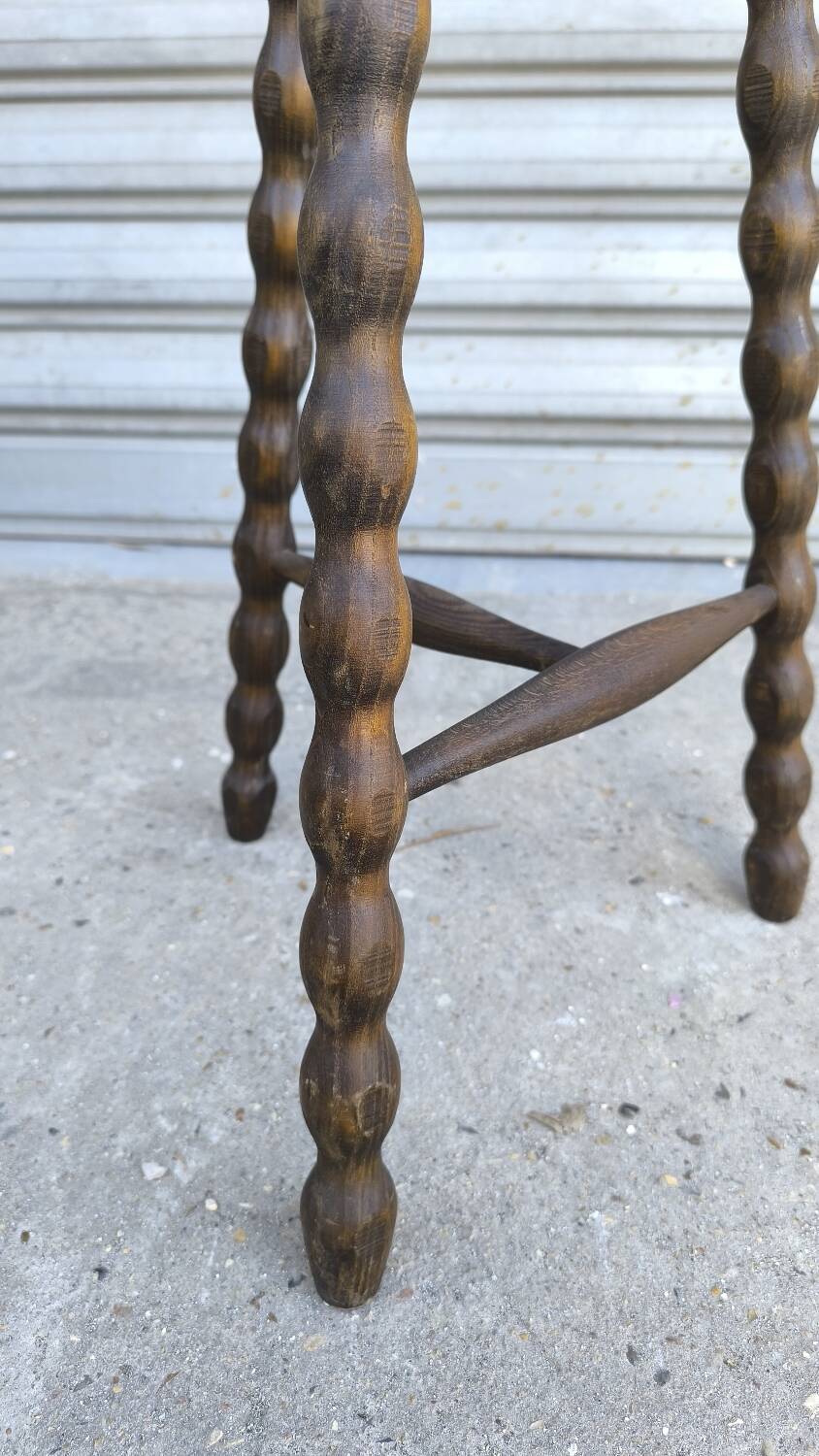 Turned wooden tripod stool