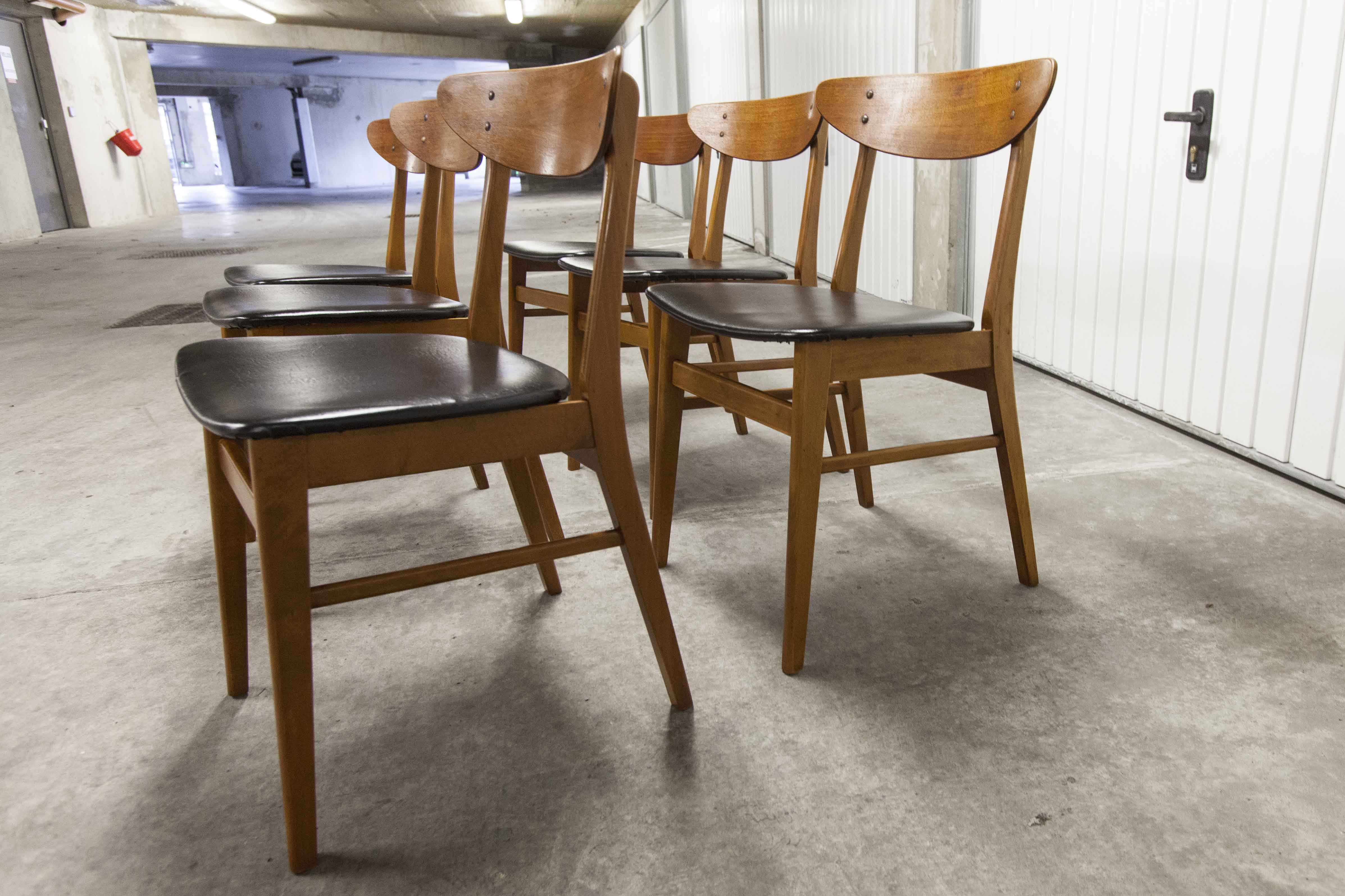 Lot de 6 chaises Farstrup 210 teck en hêtre 1965