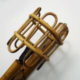 Pair of bamboo rattan lantern wall lights. 50s 60s