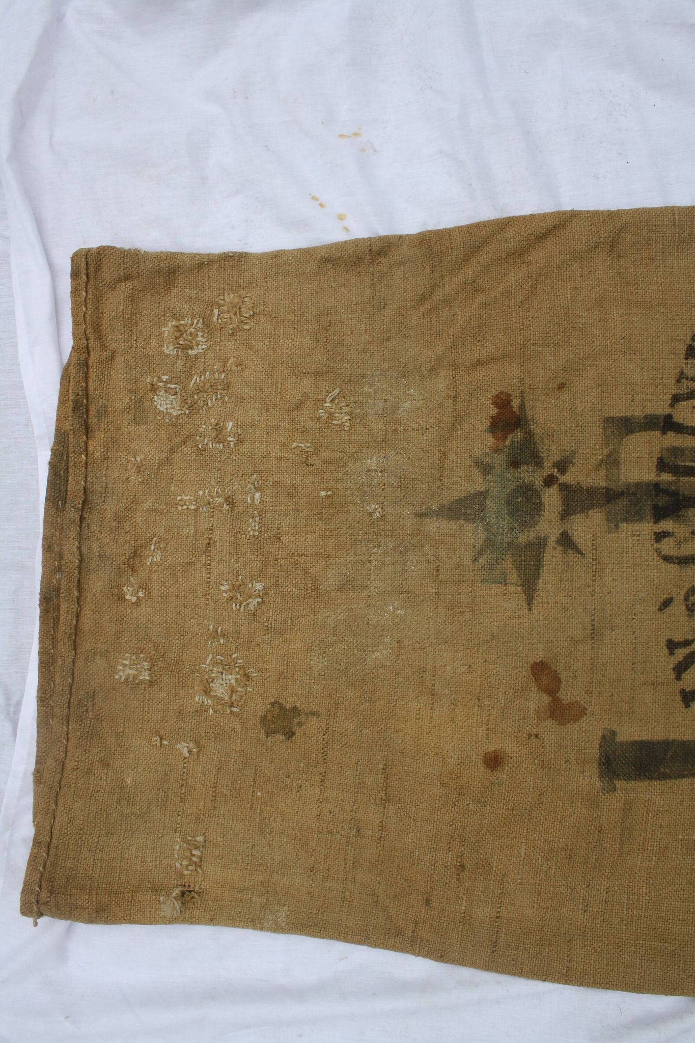 Canvas bag of former jute mill of the bridge to the 1902 priests