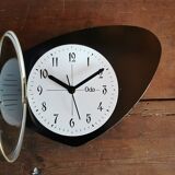 Vintage formica clock asymmetrical silent wall clock "black odo"