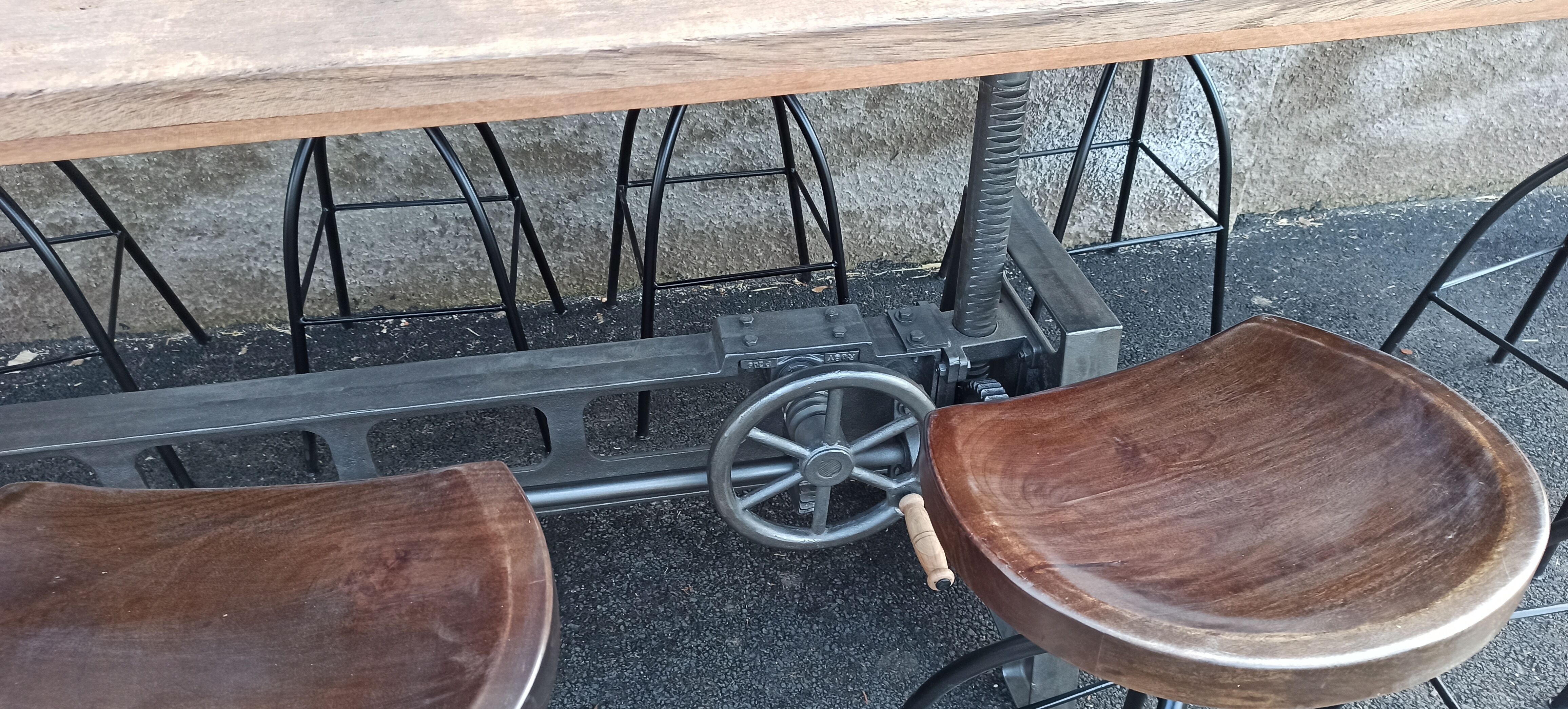 Adjustable dining table set and bar stools