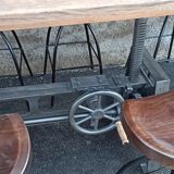 Adjustable dining table set and bar stools