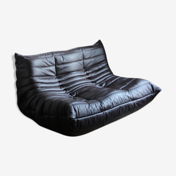 Canapé Togo 2 places de Michel Ducaroy pour Ligne Roset, cuir chocolat