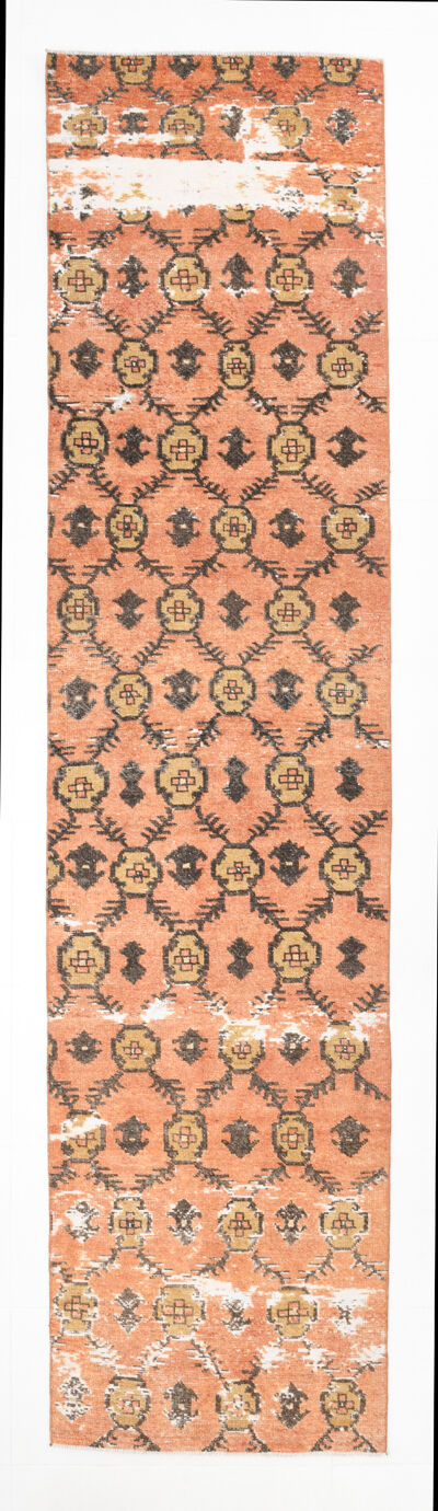 Geometric pattern turkish runner rug 350x85cm