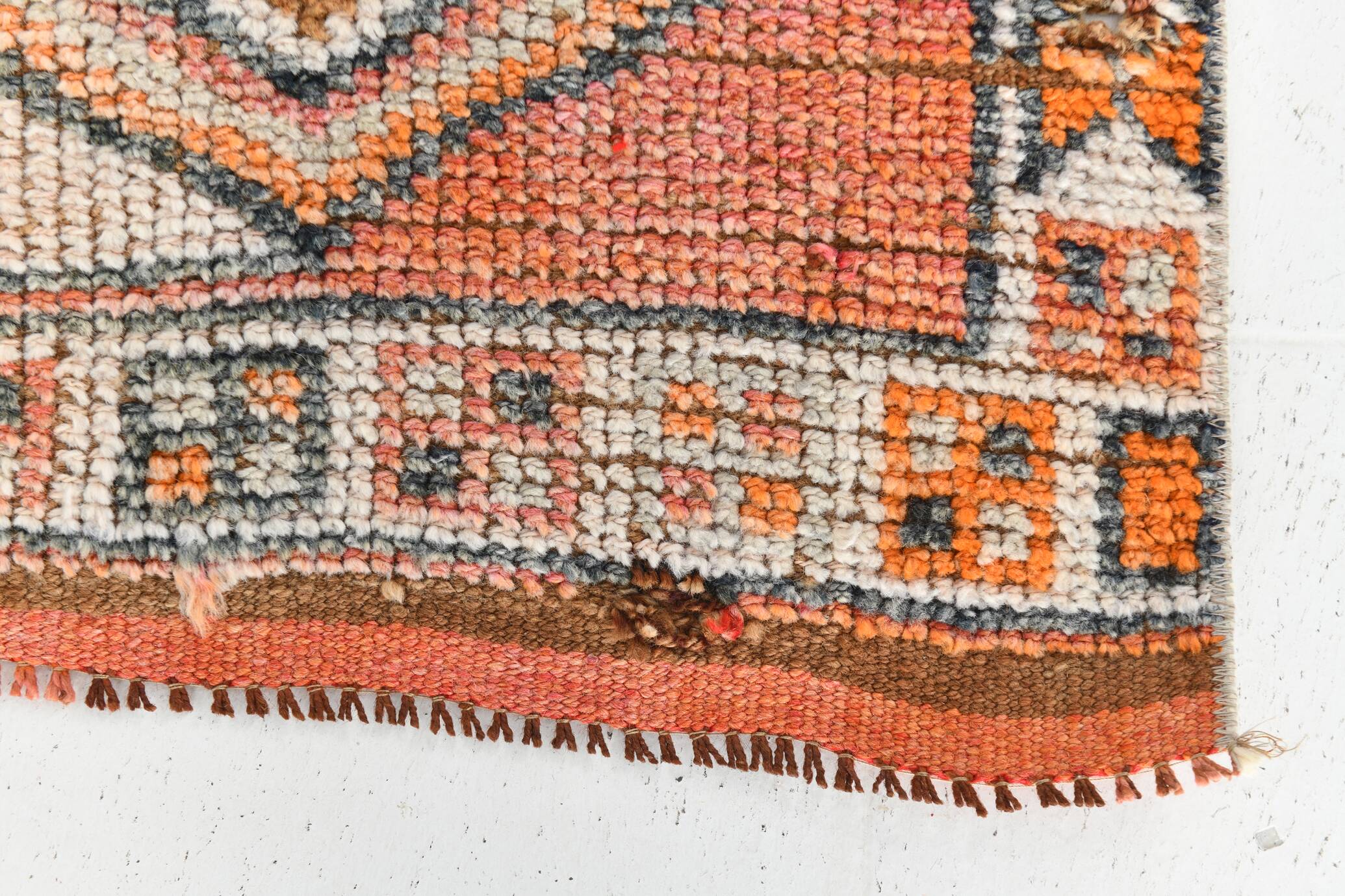 3x11 Salmon & Orange Muted Color Turkish Runner Rug, 92x336 Cm