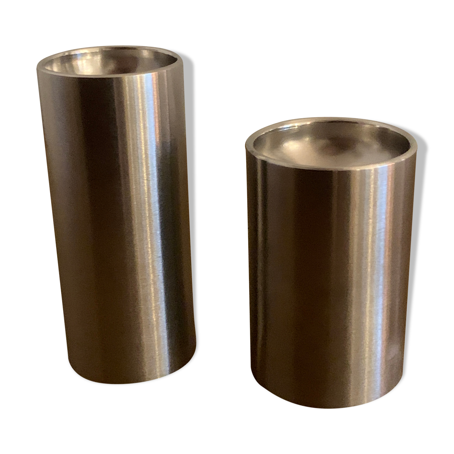 Stelton steel salt and pepper shaker, Scandinavian design Cylinda, Arne Jacobsen