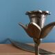Flower candle holder in gold-plated brass