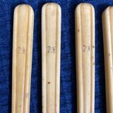 Set of 6 silver metal forks and monogram bone handle DE