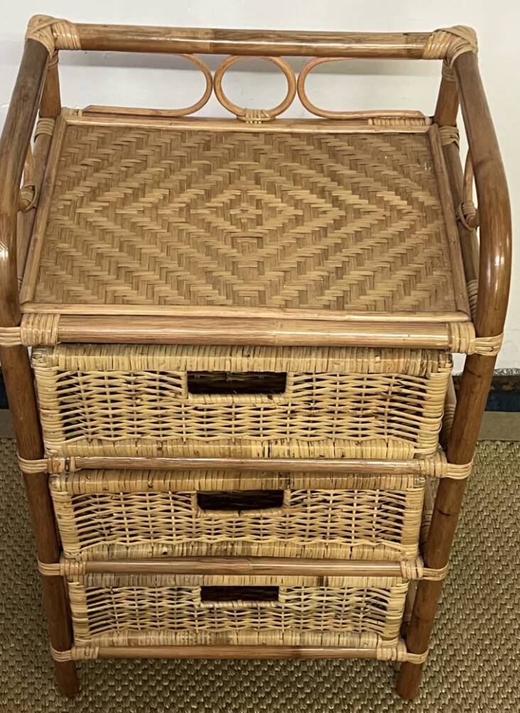 Vintage rattan chest of drawers