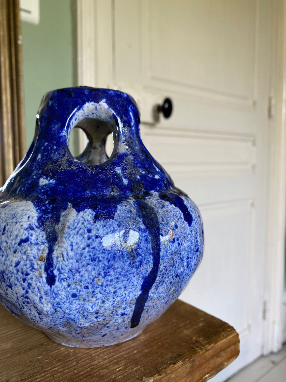 Fat lava glazed ceramic vase