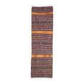 Purple Vintage Turkish Handmade Wool Kilim Runner Rug 109x398
