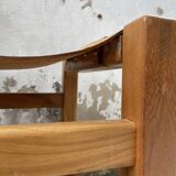 Solid elm and leather stool Maison Regain