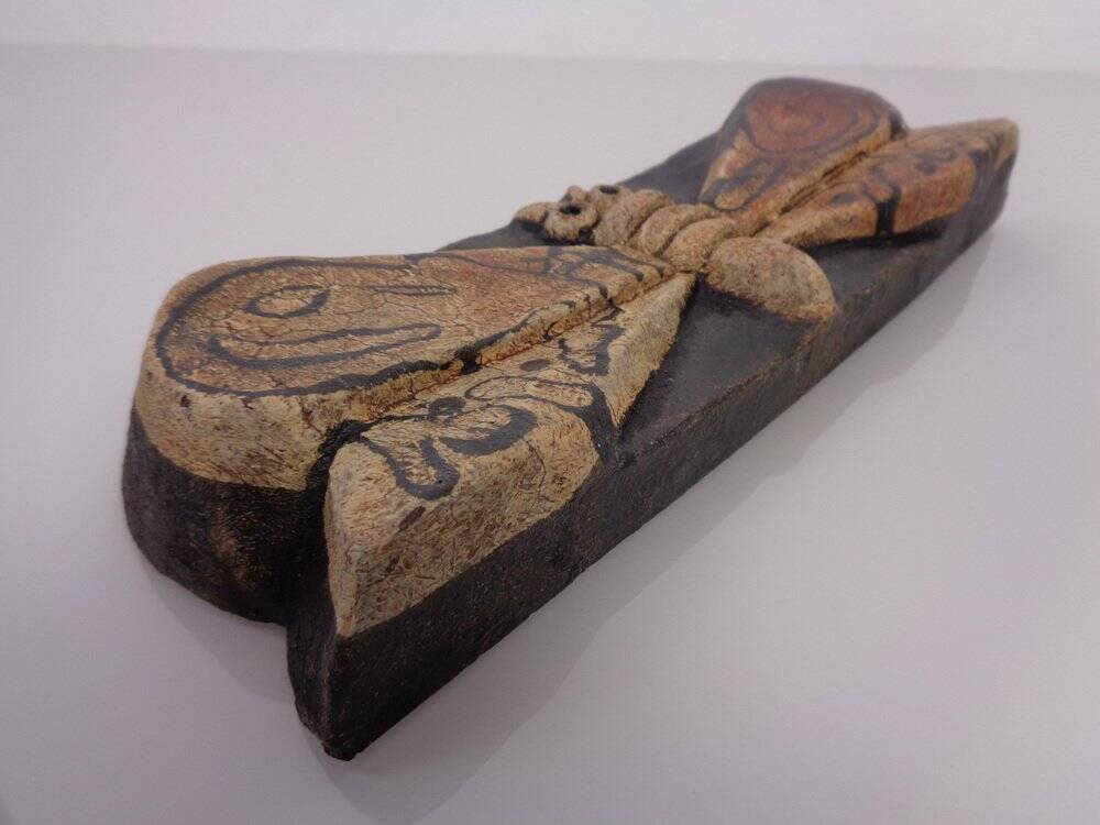 Studio ceramic butterfly wall plaque by Gerhard Liebenthron, Germany, 1982.