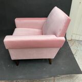 Vintage pink velvet armchair