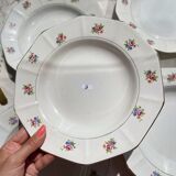5 vintage hollow plates in opaque porcelain SALINS floral pattern