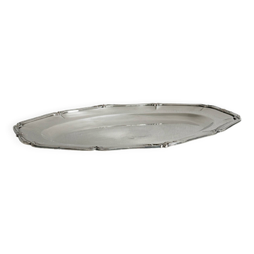 oval silver metal plate