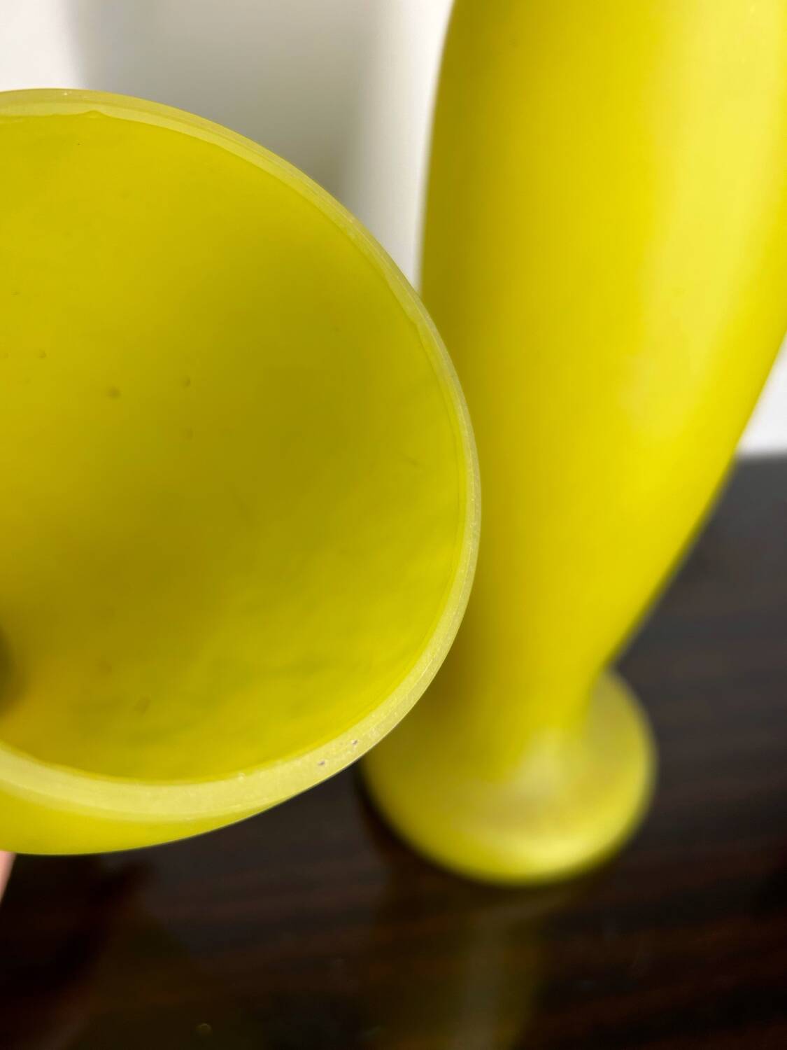 Pair of Art Deco yellow glass paste vases
