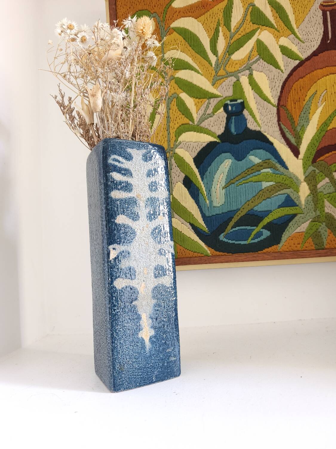 Square ceramic artisan vase