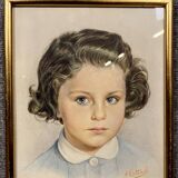 AG Stanek: Art Deco watercolor circa 1930, the little girl with blue eyes