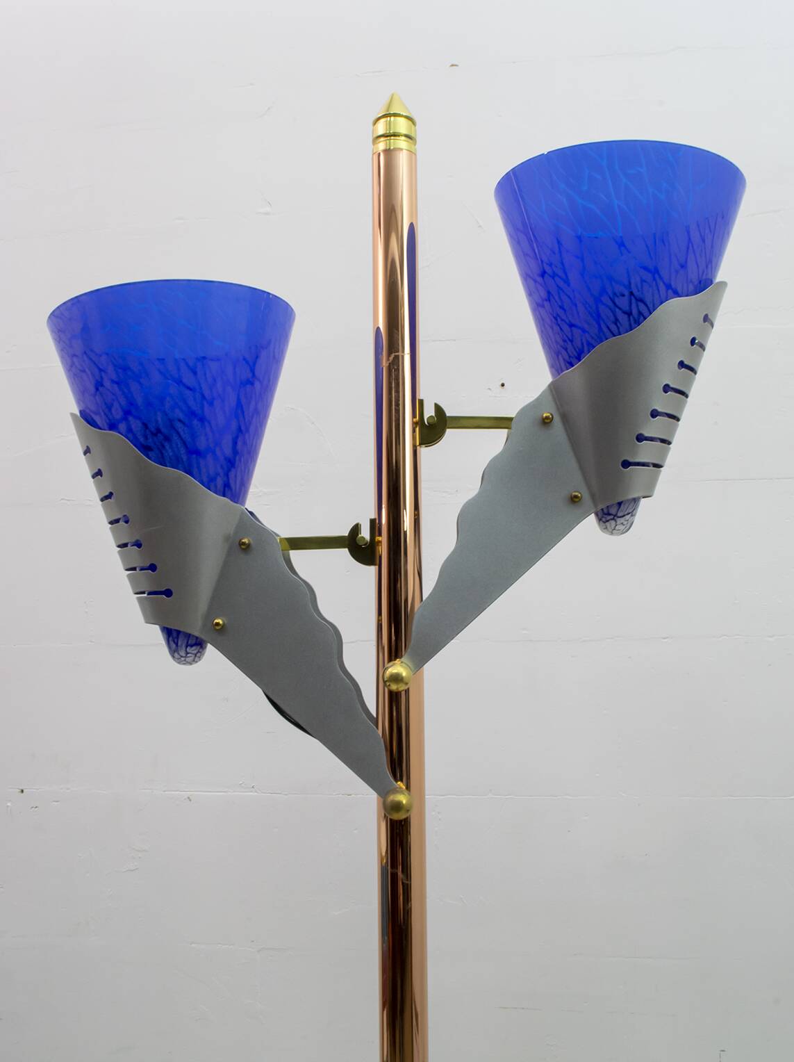 Relco Milano Modernist Italian Murano Glass and Brass Floor Lamp, 1980s