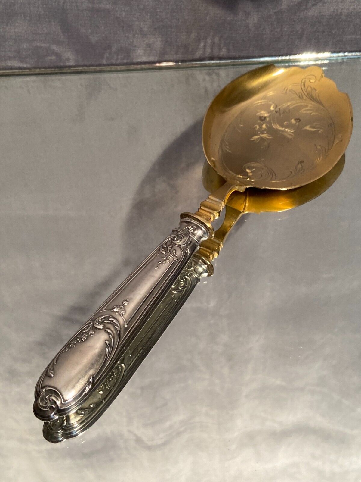 Ice shovel late nineteenth handle in Louis XV style silver