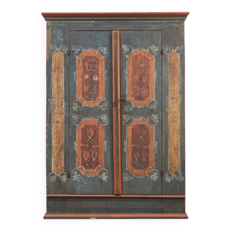 Rustic Farmhouse Folk Art Painted Bridal Cabinet