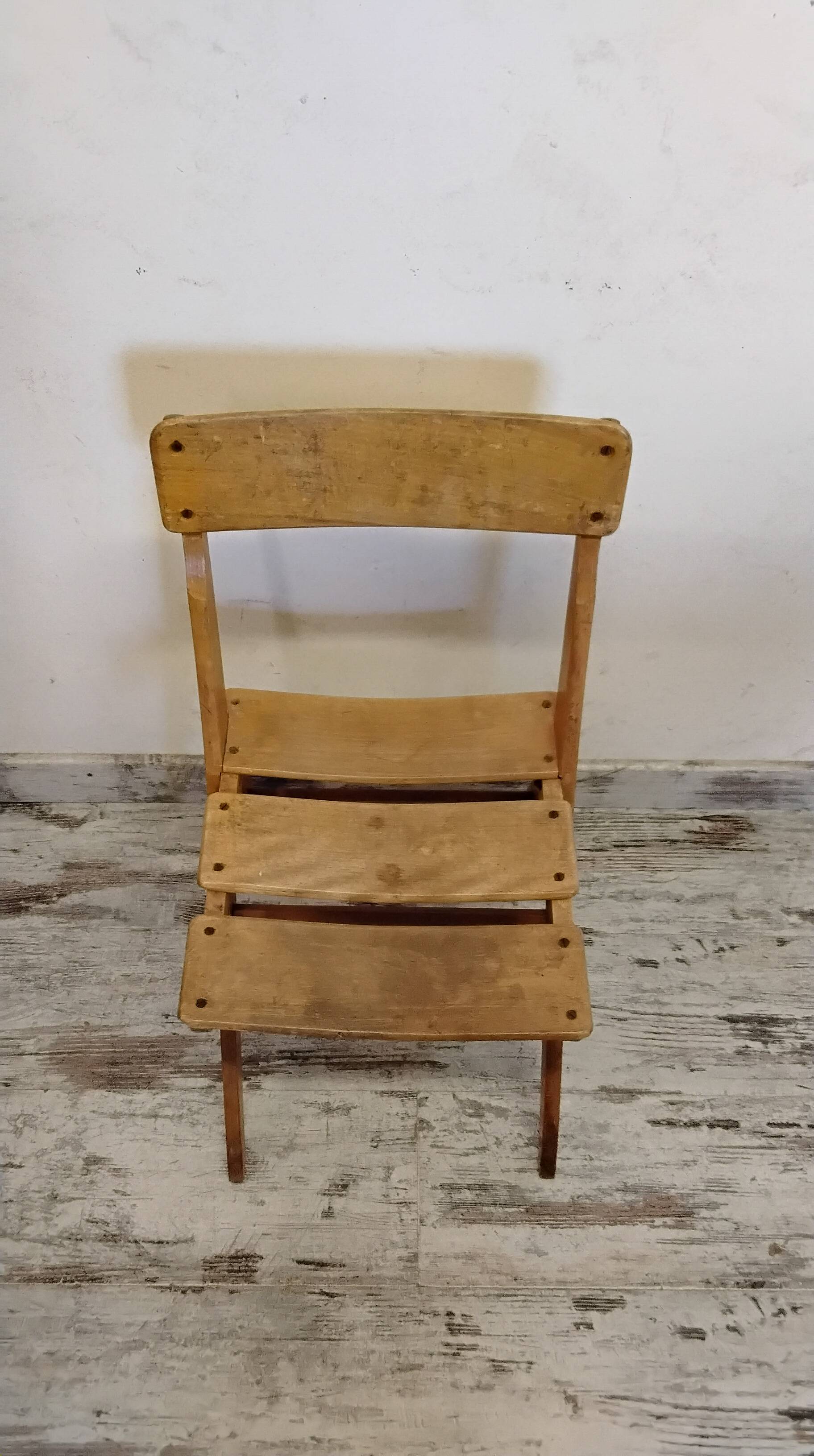 Bureau vintage pieds compas et sa chaise années 50/60