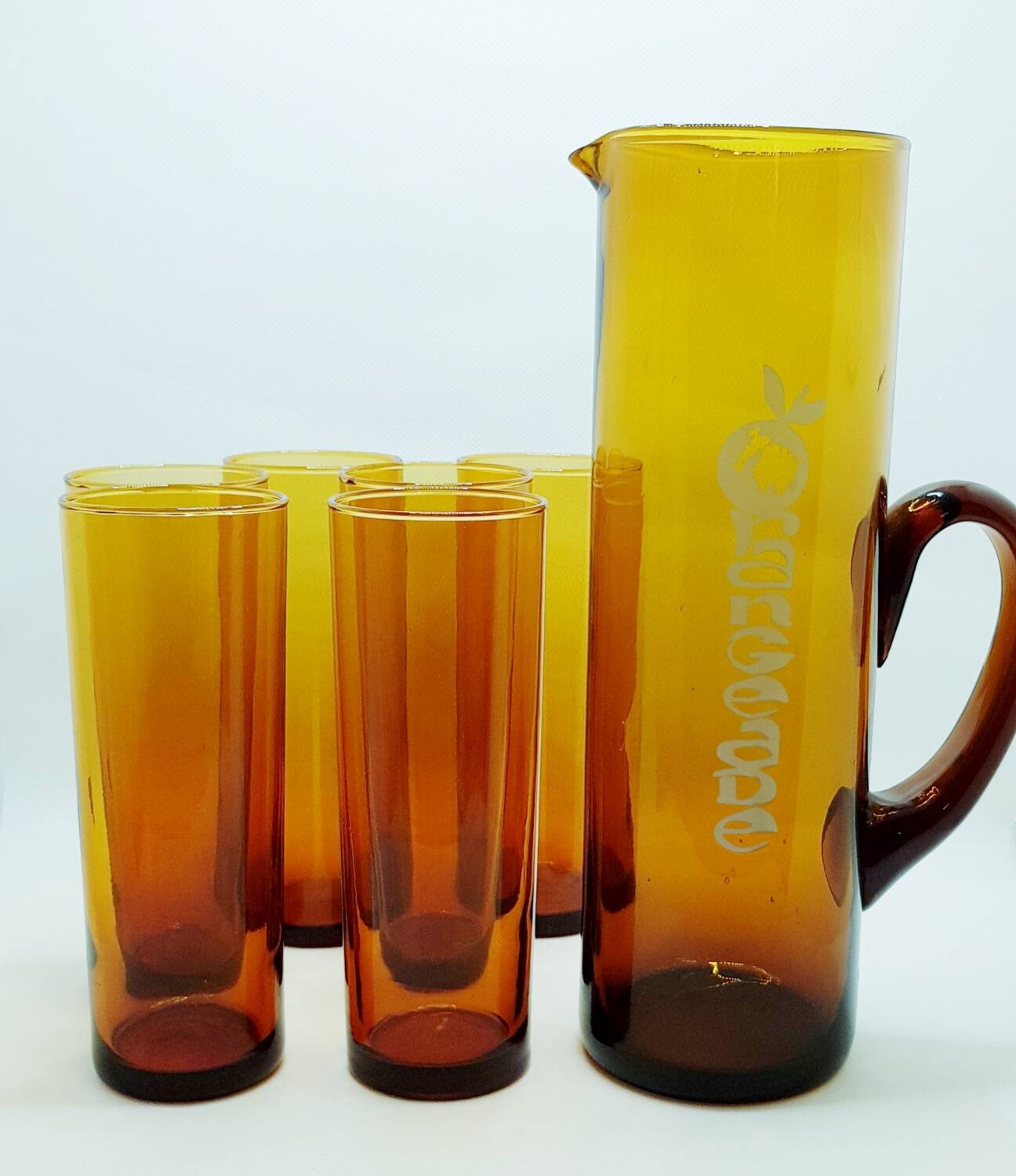 Service à orangeade en verre soufflé à la main