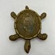Vintage turtle ashtray in gilded brass, patinated animal-shaped catchall.