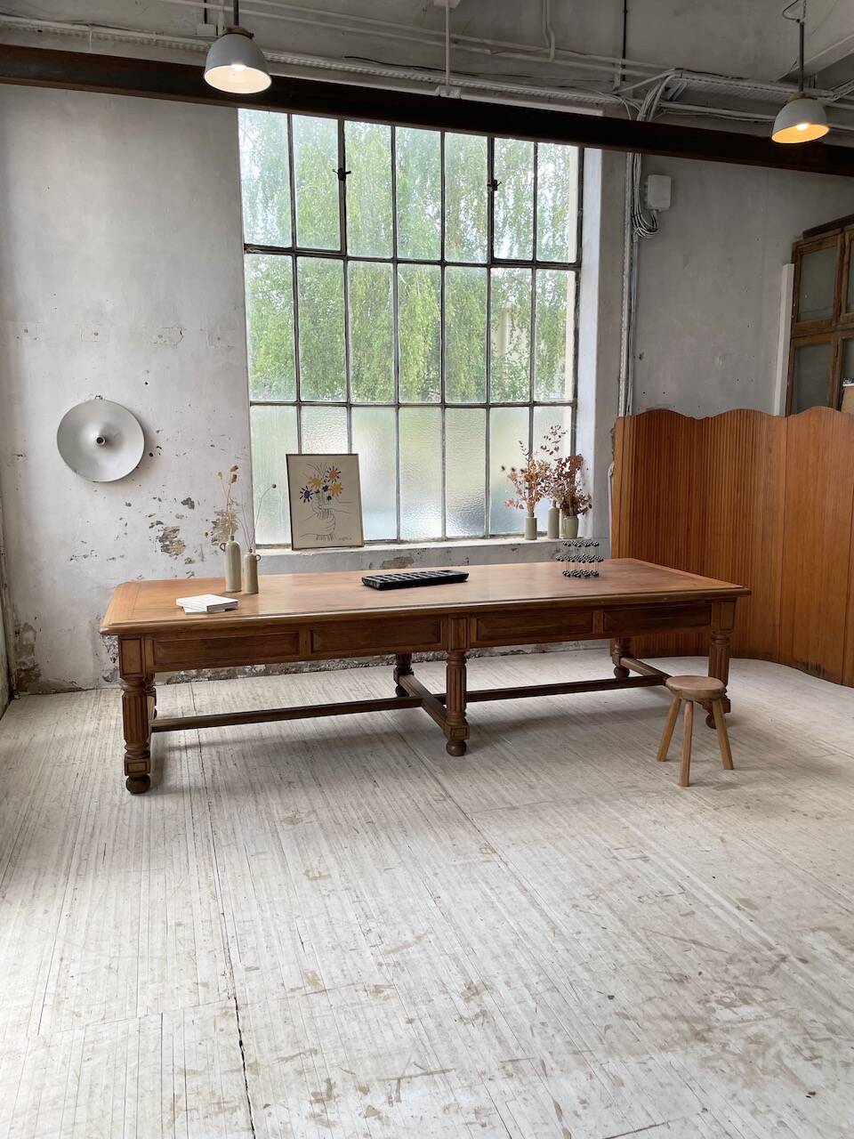 Solid walnut farmhouse castle table 1900 XXL
