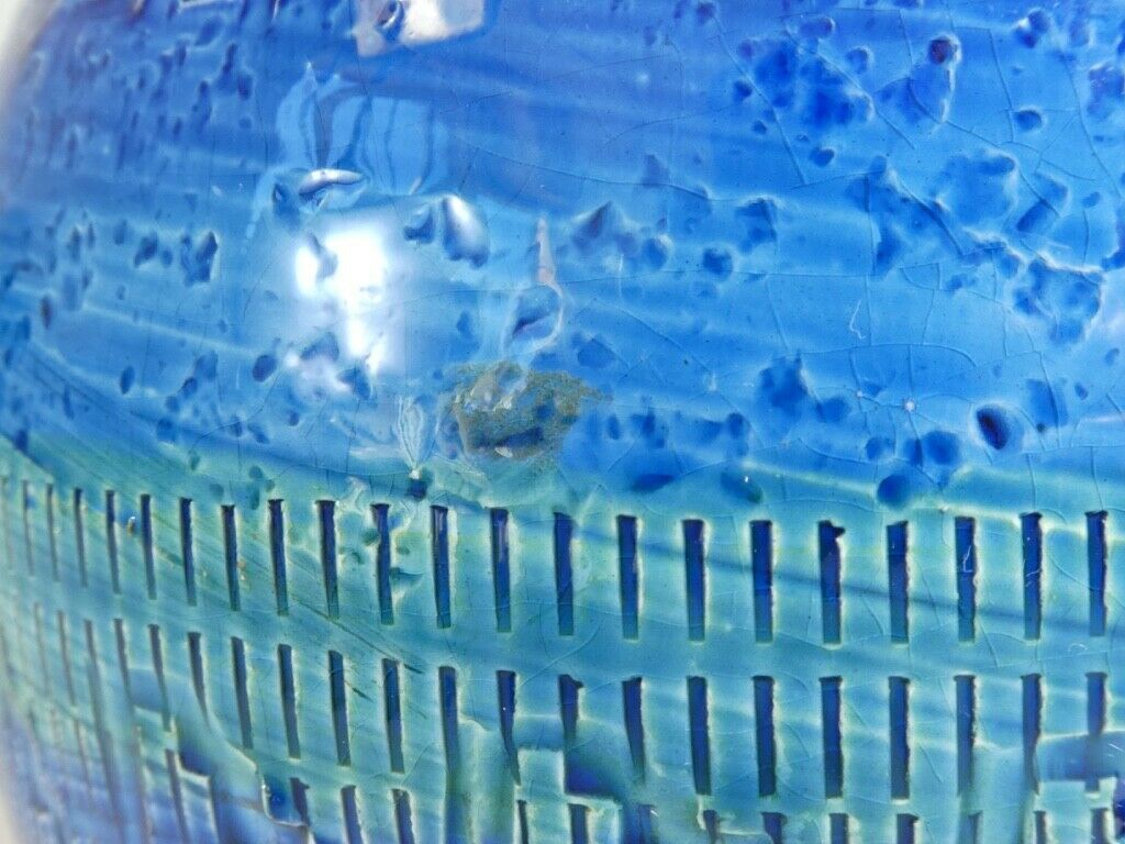 Aldo Londi ceramic ball vase Bitossi Riminu blu