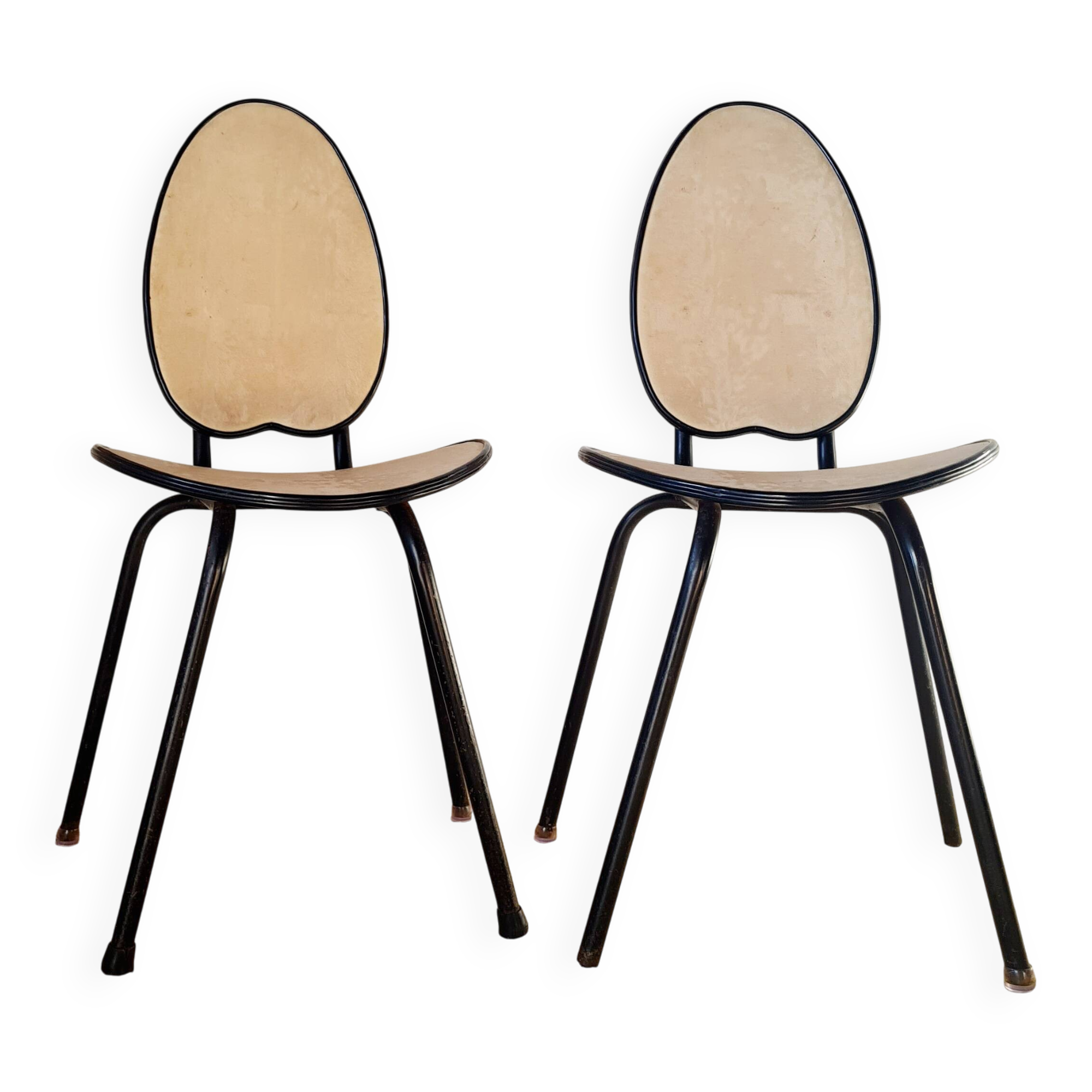 Paire de chaises années 50 piétement métal