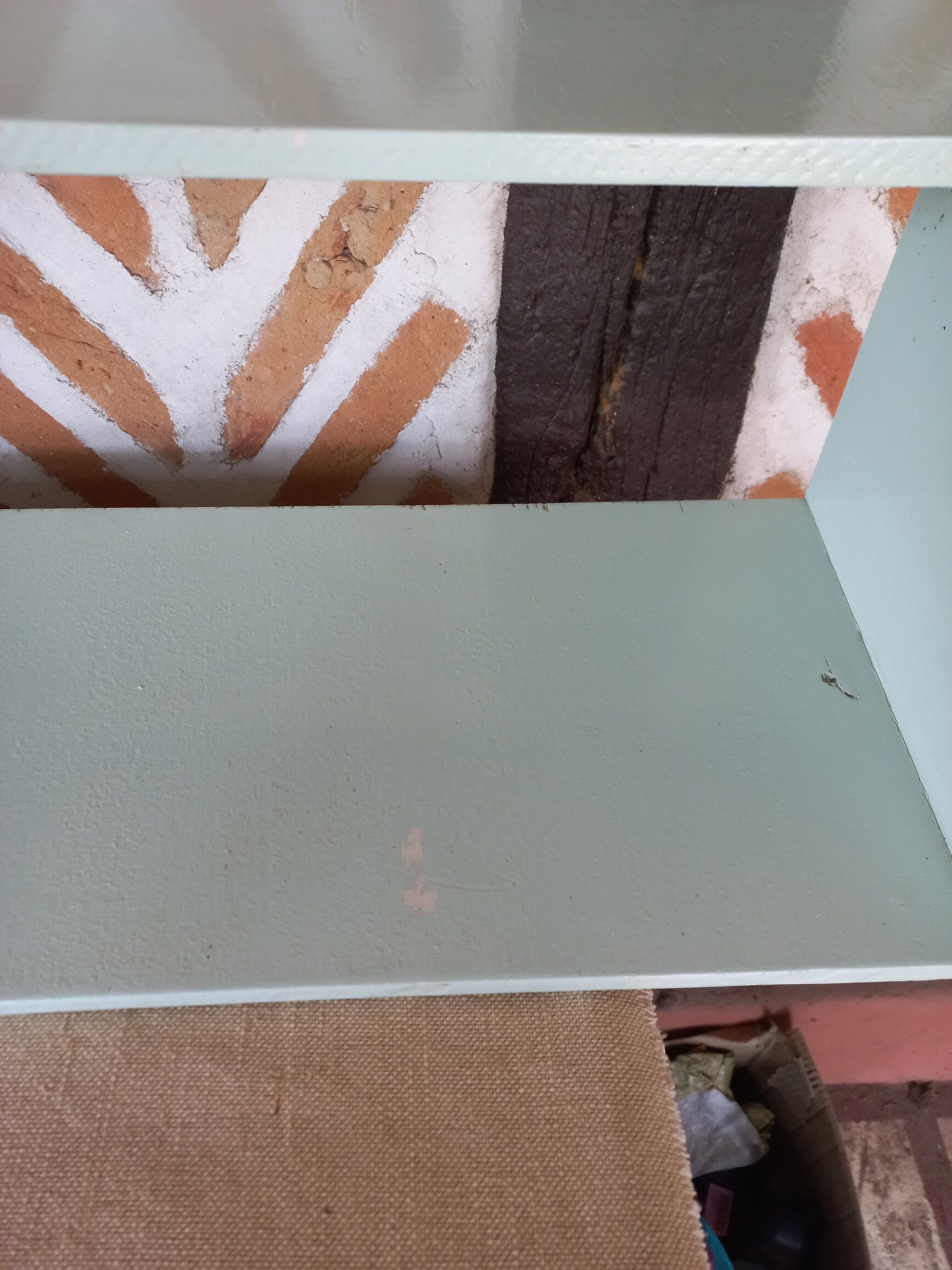 Vintage green wood shelf