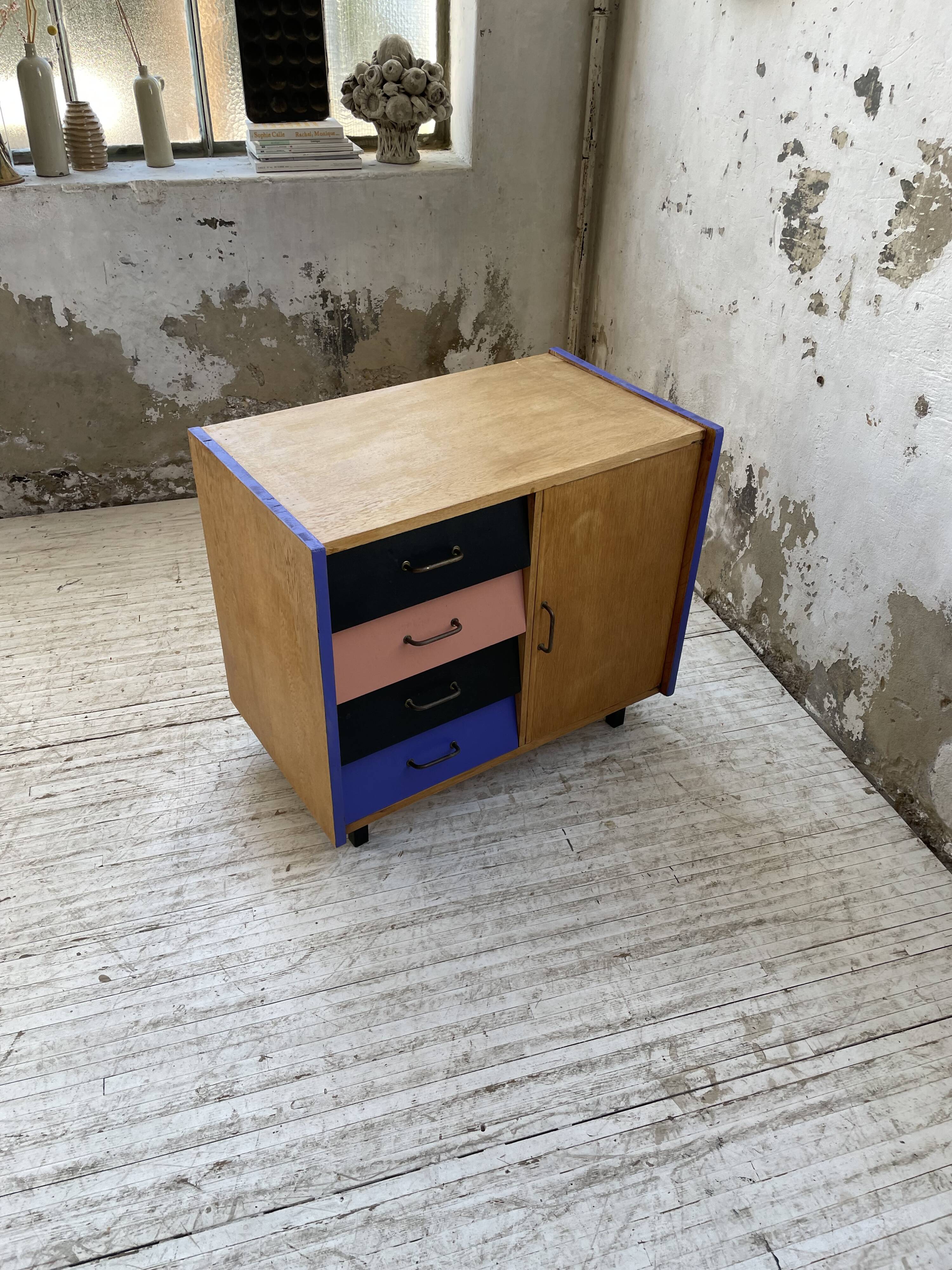 Meuble commode colorée années 60