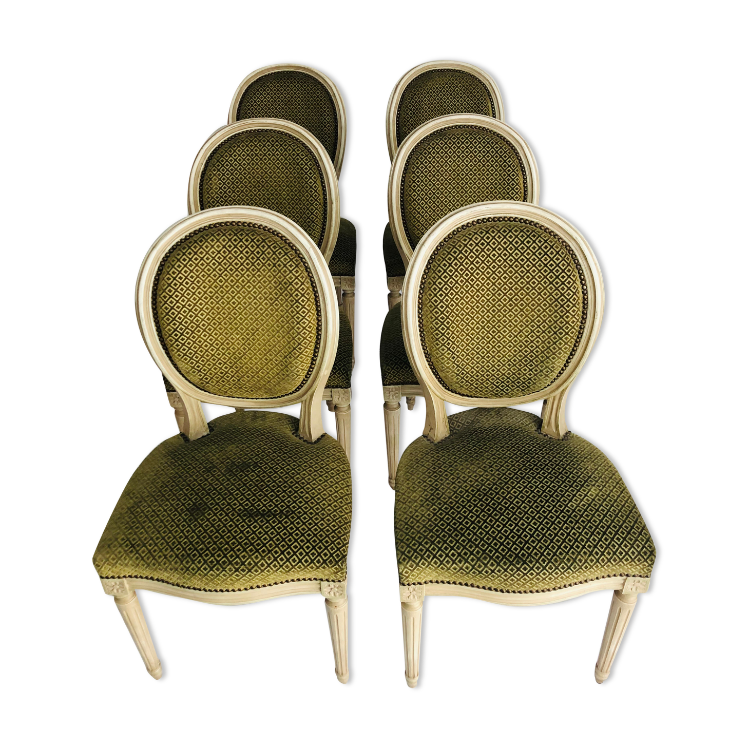 Lot of 6 chairs louis XVI style medallions