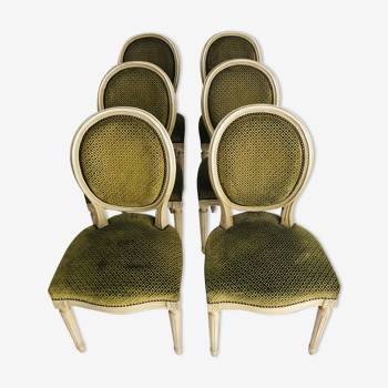 Lot de 6 chaises médaillons de style Louis XVI