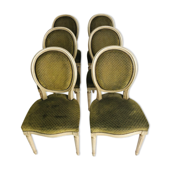Lot of 6 chairs louis XVI style medallions